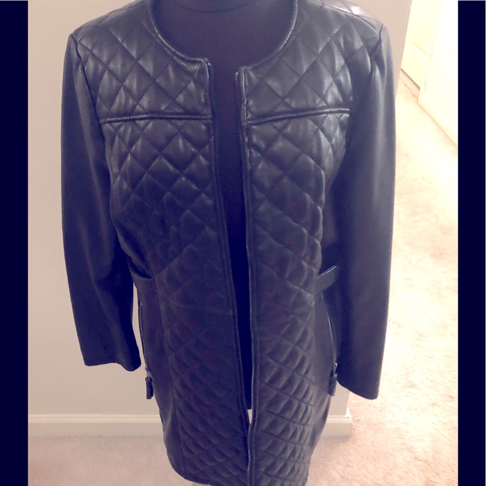 Black leather 3/4 length jacket